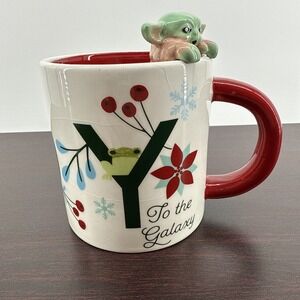Baby Mandolorian Grogu Yoda Ceramic Christmas Mug Rare Please Read See Photos *